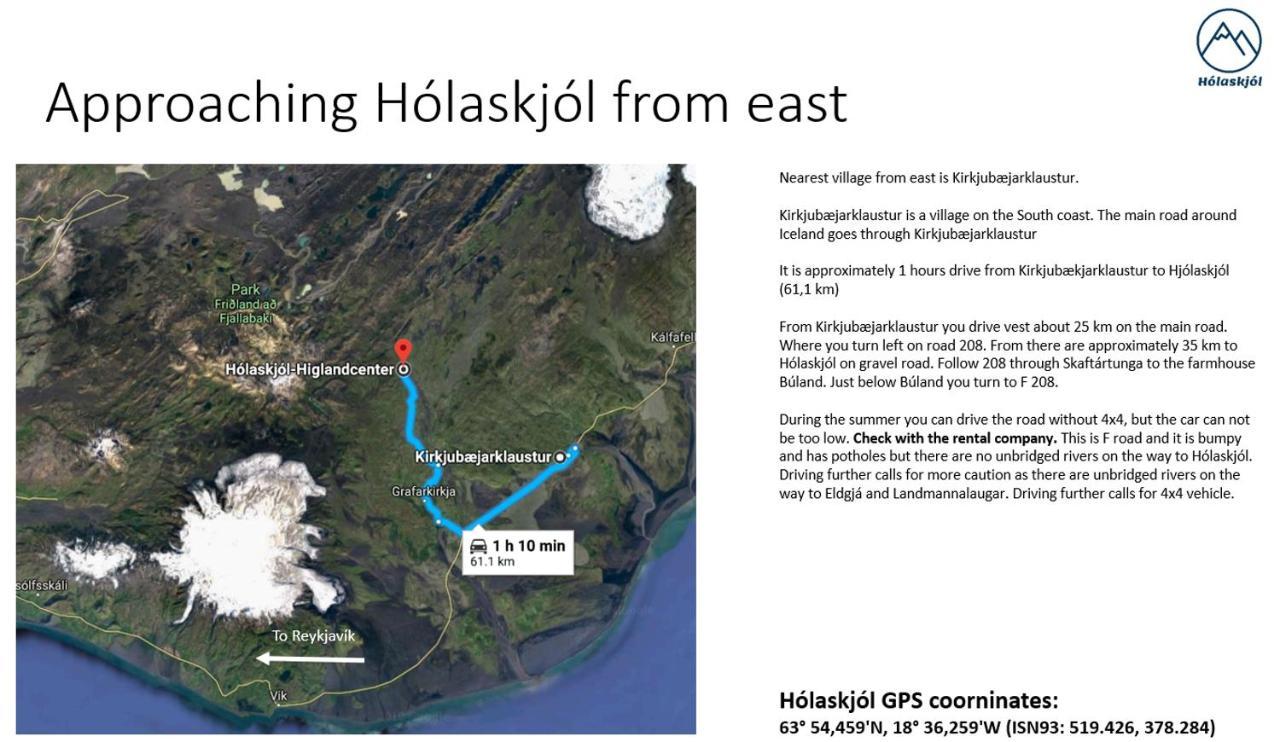 Holaskjol Highland Center Kirkjubæjarklaustur Eksteriør billede